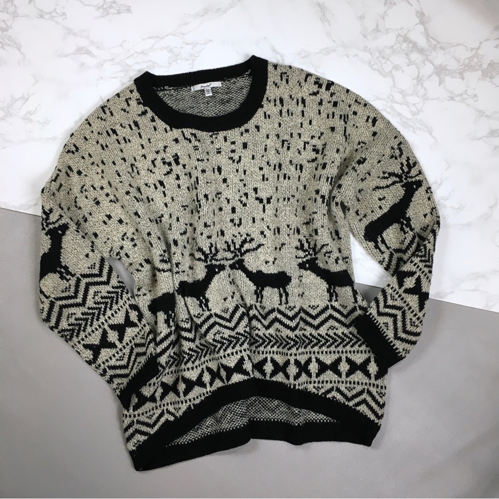 Oversized High Low Winter Theme Sweater